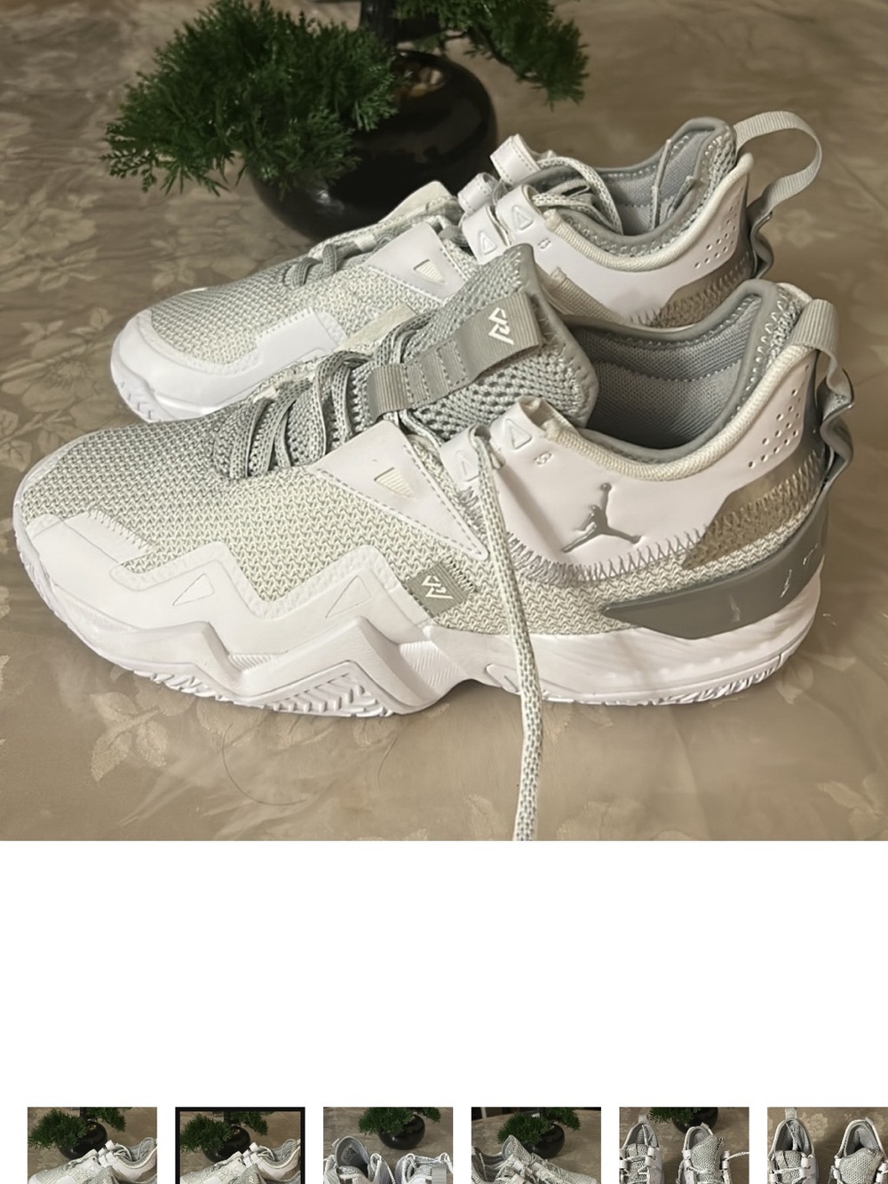 Jordan White and Light Gray Basketball Sneakers women fit like 9/9.5